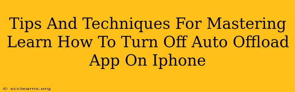 Tips And Techniques For Mastering Learn How To Turn Off Auto Offload App On Iphone