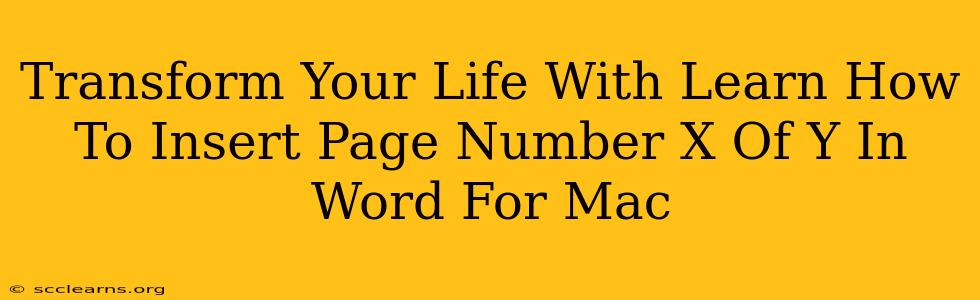 Transform Your Life With Learn How To Insert Page Number X Of Y In Word For Mac