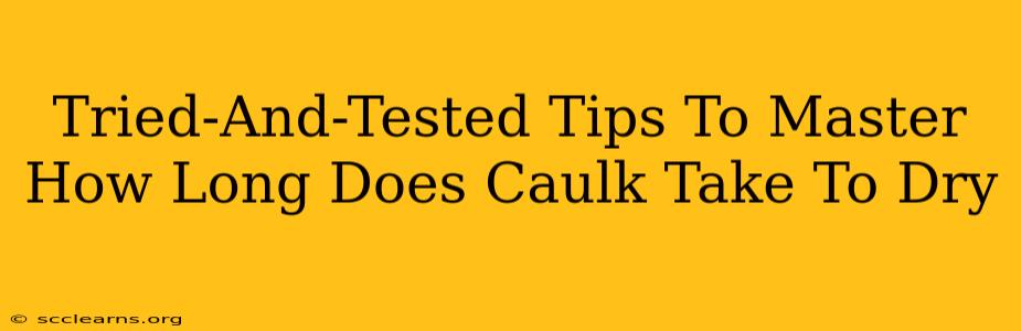 Tried-And-Tested Tips To Master How Long Does Caulk Take To Dry