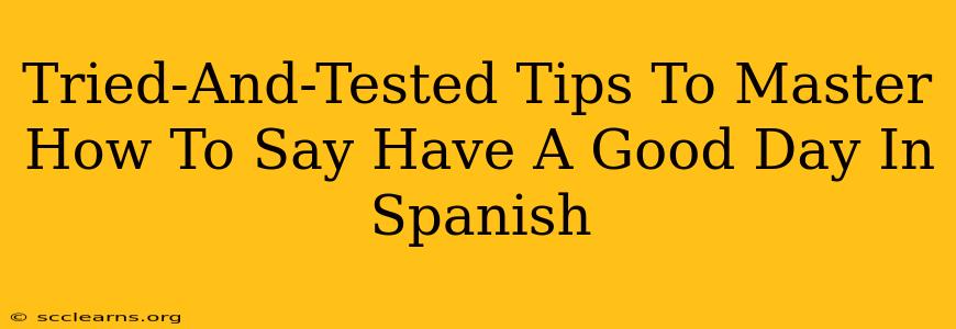 Tried-And-Tested Tips To Master How To Say Have A Good Day In Spanish