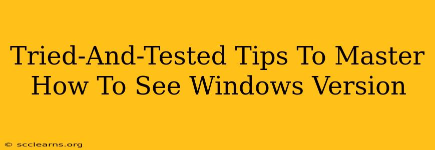 Tried-And-Tested Tips To Master How To See Windows Version