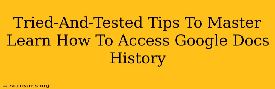 Tried-And-Tested Tips To Master Learn How To Access Google Docs History