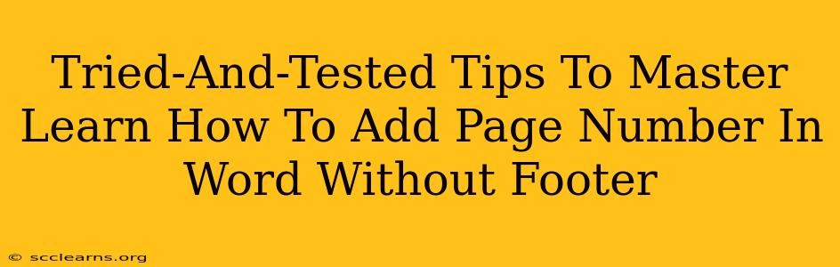 Tried-And-Tested Tips To Master Learn How To Add Page Number In Word Without Footer