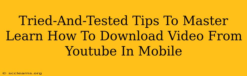 Tried-And-Tested Tips To Master Learn How To Download Video From Youtube In Mobile