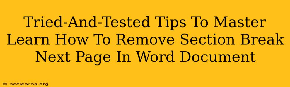 Tried-And-Tested Tips To Master Learn How To Remove Section Break Next Page In Word Document