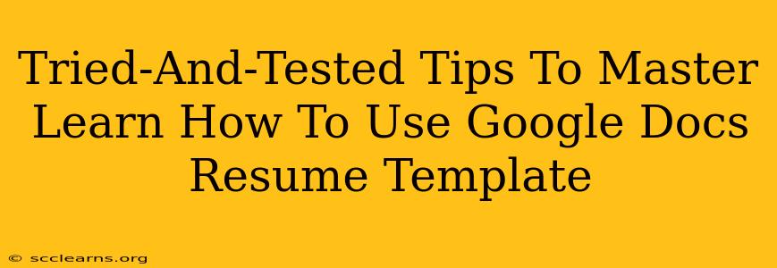 Tried-And-Tested Tips To Master Learn How To Use Google Docs Resume Template