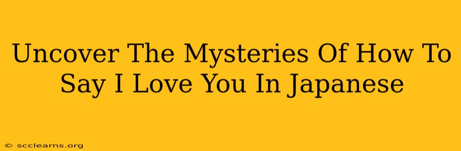 Uncover The Mysteries Of How To Say I Love You In Japanese