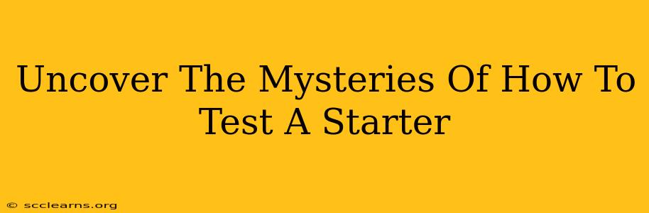 Uncover The Mysteries Of How To Test A Starter