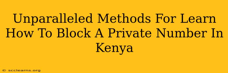 Unparalleled Methods For Learn How To Block A Private Number In Kenya