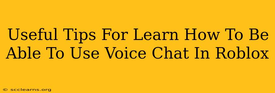 Useful Tips For Learn How To Be Able To Use Voice Chat In Roblox