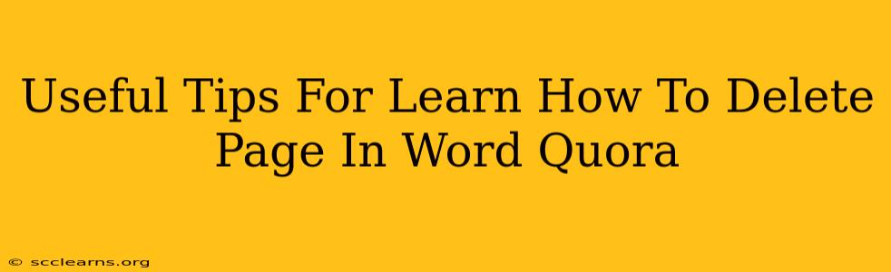 Useful Tips For Learn How To Delete Page In Word Quora