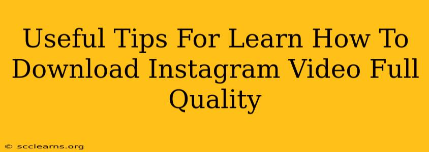 Useful Tips For Learn How To Download Instagram Video Full Quality