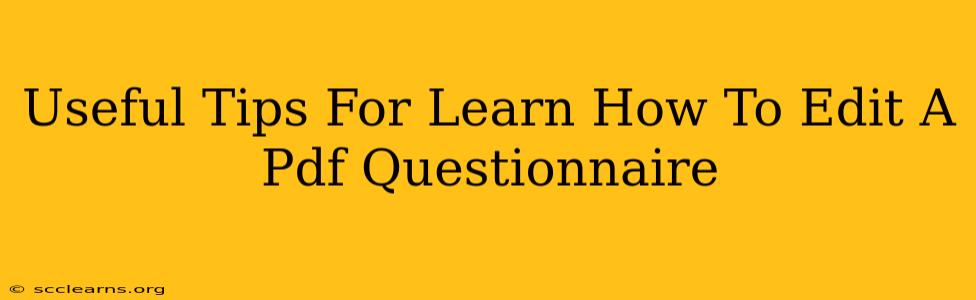 Useful Tips For Learn How To Edit A Pdf Questionnaire