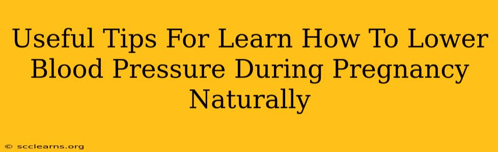 Useful Tips For Learn How To Lower Blood Pressure During Pregnancy Naturally