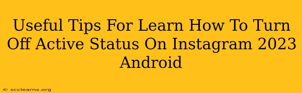 Useful Tips For Learn How To Turn Off Active Status On Instagram 2023 Android