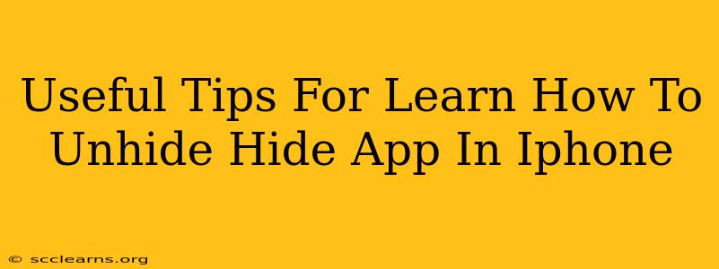 Useful Tips For Learn How To Unhide Hide App In Iphone