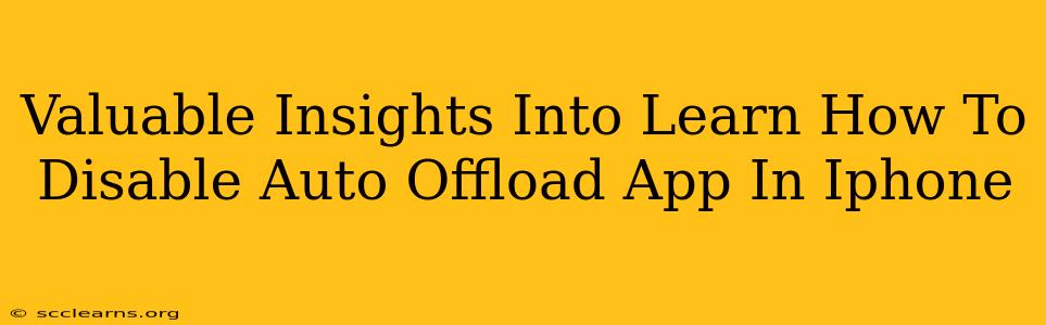 Valuable Insights Into Learn How To Disable Auto Offload App In Iphone