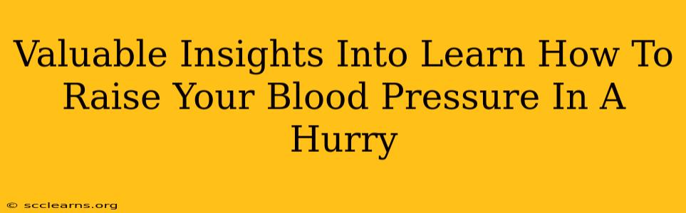 Valuable Insights Into Learn How To Raise Your Blood Pressure In A Hurry