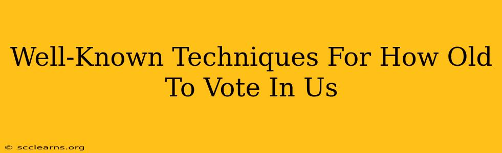 Well-Known Techniques For How Old To Vote In Us