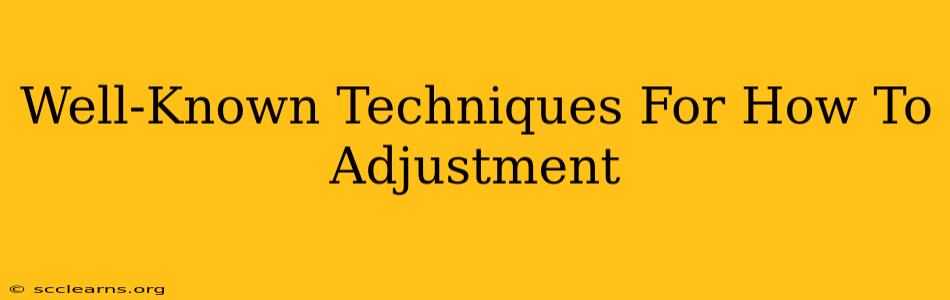 Well-Known Techniques For How To Adjustment