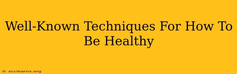 Well-Known Techniques For How To Be Healthy