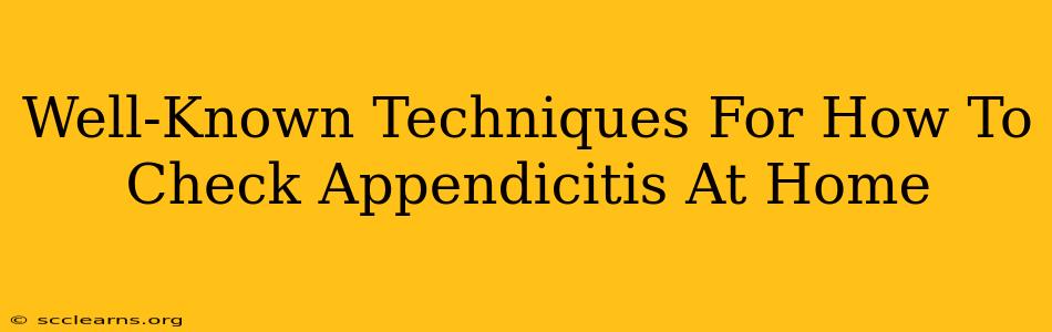 Well-Known Techniques For How To Check Appendicitis At Home