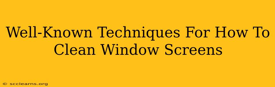 Well-Known Techniques For How To Clean Window Screens