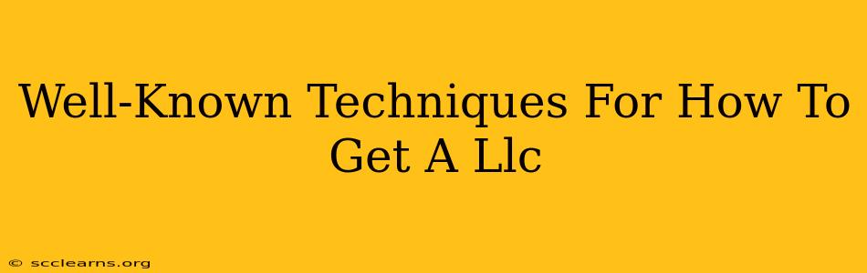 Well-Known Techniques For How To Get A Llc