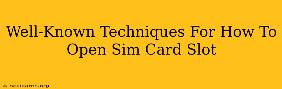 Well-Known Techniques For How To Open Sim Card Slot